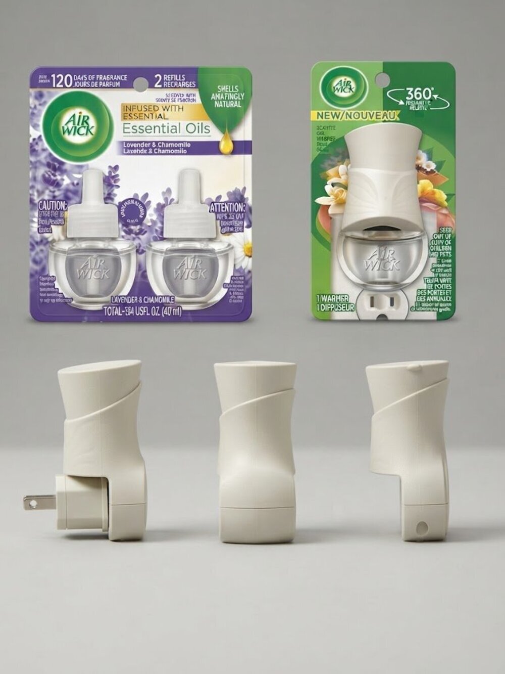 Air Wick 2 Lavender & Chamomile Oil Refills and 4 Warmers - BRAND NEW